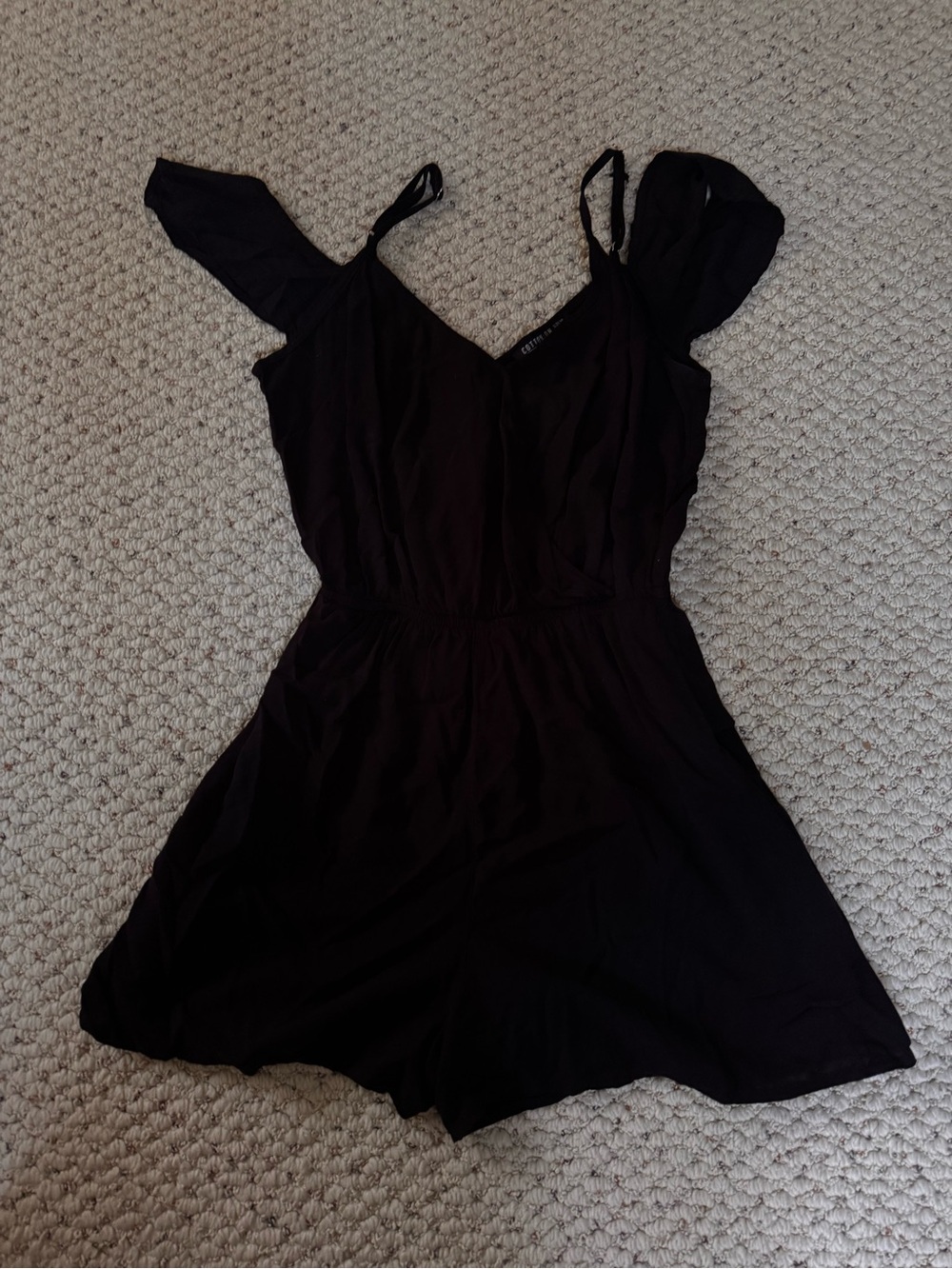 Cotton on Black Off-Shoulder Romper Women's Casual Summer Style 0036